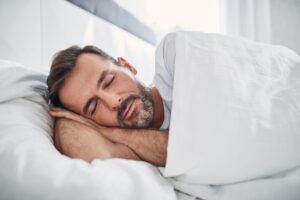 Middle-aged man sleeping peacefully